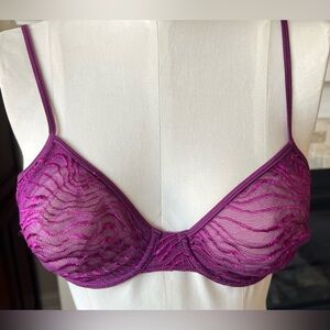 🆕 34C Nordstrom Starburst Bra Vintage/new underwire purple made in Hong Kong